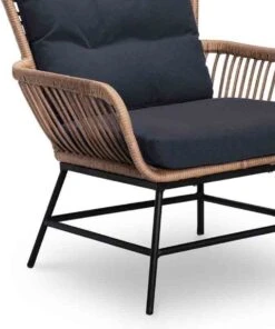 BUITEN Living Dex Wicker Loungestoel Tuin Incl. Wicker Voetenbank | Wicker + Aluminium | Bamboe Antraciet -Tuinmeubelen Winkel 1002x1200