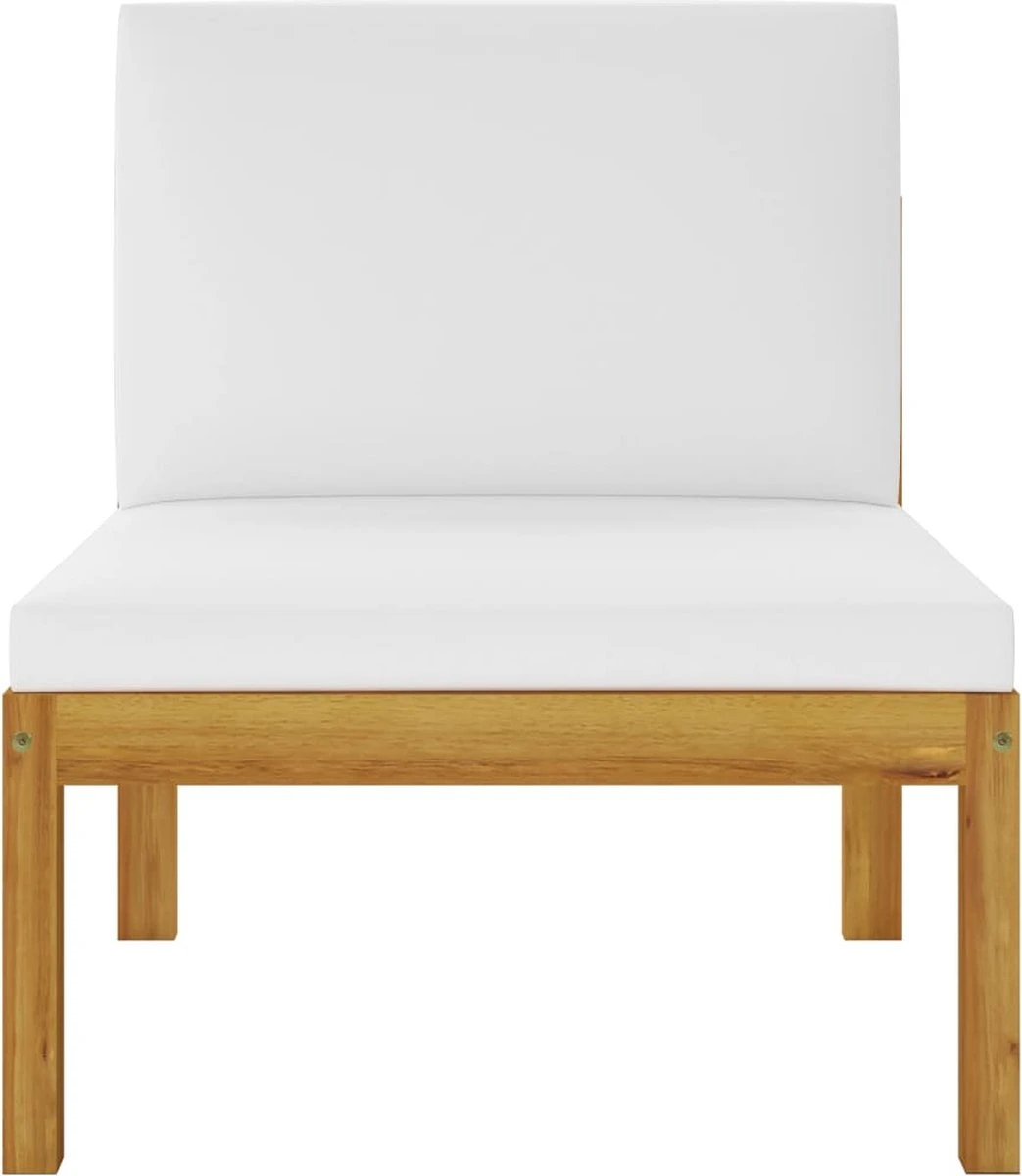 Decoways - 5-delige Loungeset Met Kussens Massief Acaciahout Crèmekleurig 7 Decoways - 5-delige Loungeset Met Kussens Massief Acaciahout Crèmekleurig - Afbeelding 6