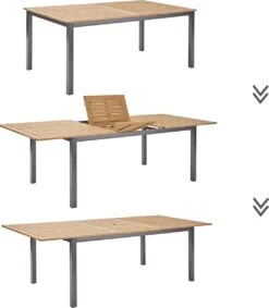 NATERIAL - Uitschuifbare Tuintafel ORIS - Uitschuifbare Tafel Voor 6 Tot 8 Personen - 180-240x100 Cm - Aluminium - Hout Eucalyptus -Tuinmeubelen Winkel 1049x1200