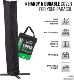 MaxxGarden Parasolhoes - Afdekhoes Voor Zweefparasol - Beschermhoes - 200-400 Cm - Met Rits En Trekkoord - Zwart -Tuinmeubelen Winkel 1105x1200