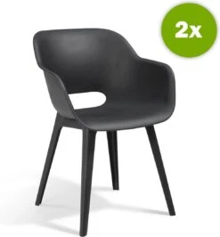 Allibert Akola Tuinstoelen - 2 Stuks -56,5x55x80cm - Donkergrijs -Tuinmeubelen Winkel 1115x1200 1