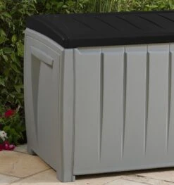 Keter Novel Opbergbox - 340L - 124x55x62.5cm - Grijs -Tuinmeubelen Winkel 1127x1200 1
