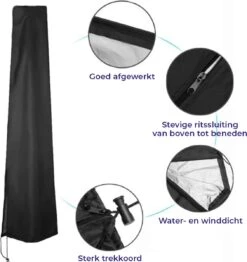 Merkloos Parasolhoes Met Rits En Trekkoord – Beschermhoes Voor Zweefparasol & Staande Parasol – Waterdicht Afdekhoes – Hoes Voor Hangparasol – Inclusief Opberghoes – Zwart - 205 Cm -Tuinmeubelen Winkel 1130x1200 1