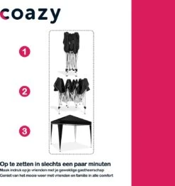 Coazy Waterdichte Partytent 3x3 Meter Opvouwbaar - Paviljoen - Easy Up - Pop-up Tent Met Haringen, Touw En Anti Slip Poten - Waterdicht - Partytenten Weerbestendig -Tuinmeubelen Winkel 1131x1200 4