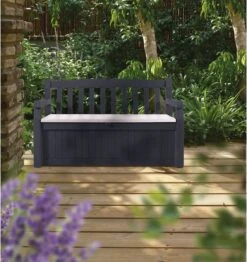 Keter Eden Garden Bench Opbergbank - 265L - 140x60x84cm - Zwart/Grijs -Tuinmeubelen Winkel 1132x1200