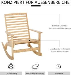 Outsunny Tuin Schommelstoel, Relaxstoel, Tuinstoel, Bamboe Multiplex Naturel 84A-171 -Tuinmeubelen Winkel 1134x1200 1