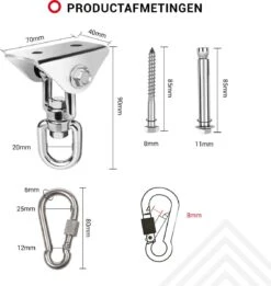 Ophangsysteem - Plafondhaak RVS - Ophanghaak TRX - Hangstoel Buiten - Hangstoel Binnen – Schommelstoel - Schommel - Bokszakken - RVS - 300kg -Tuinmeubelen Winkel 1137x1200