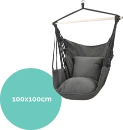 Hangmat Stoel - Hangstoel Voor Binnen Of Buiten - Incl. 2 Kussens - Zwart/Grijs Antraciet -Tuinmeubelen Winkel 1141x1200
