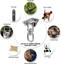 Ophangsysteem - Plafondhaak RVS - Ophanghaak TRX - Hangstoel Buiten - Hangstoel Binnen – Schommelstoel - Schommel - Bokszakken - RVS - 300kg -Tuinmeubelen Winkel 1146x1200 1