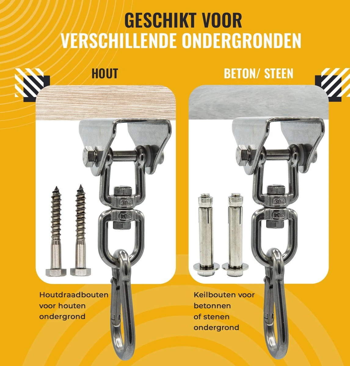 Itstrong® Plafondhaak Ophangsysteem Voor Binnen & Buiten – Ophanghaak Voor Bokszak – Schommel – Schommelstoel – Hangstoel - RVS 7 Itstrong® Plafondhaak Ophangsysteem Voor Binnen & Buiten – Ophanghaak Voor Bokszak – Schommel – Schommelstoel – Hangstoel - RVS - Afbeelding 5