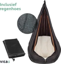Vita5 Macramé Hangstoel - Voor Binnen En Buiten - Zonder Standaard - Incl. Kussen, Boekenvak En Beschermhoes - Tot 150kg - Bruin/Beige 21 Vita5 Macramé Hangstoel - Voor Binnen En Buiten - Zonder Standaard - Incl. Kussen, Boekenvak En Beschermhoes - Tot 150kg - Bruin/Beige -Tuinmeubelen Winkel 1147x1200