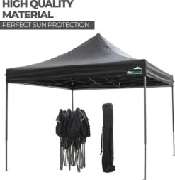 MaxxGarden Easy-up Partytent - 3x3m - Standaard - Waterdicht - Opvouwbaar - Inclusief Draagtas - Zwart -Tuinmeubelen Winkel 1173x1200