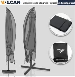 Volcan Parasolhoes Voor Zweefparasol - Tot 300cm - Waterdicht - Oxford 420D - Met Rits, Trekkoord En Stok - Zwart -Tuinmeubelen Winkel 1174x1200