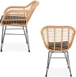 Casaria Tuinset Bali 3 Delig – 1 Tafel/2 Stoelen – Naturel Zwart -Tuinmeubelen Winkel 1175x1200 2