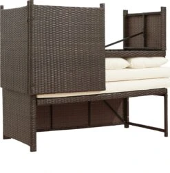 Teamson Home 3-Delig Hoek Loungeset - Tuinmeubelen - Tuinbank - Omvat Tafel En Kussens - Rotan - Bruin/Wit -Tuinmeubelen Winkel 1177x1200 4