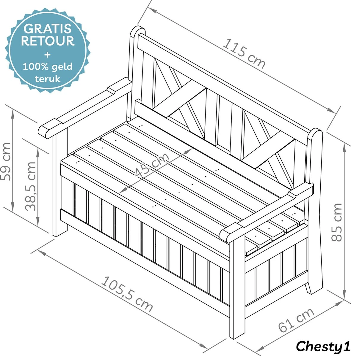 Needs&wants® Houten Tuinbank Met Opbergruimte, 2-zits Kistbank Houten Klassieke Bank Opslag, Grote Tuinopbergbank Van Massief Hout Weerbestendig Voor Buiten Tuin, Balkon, Terras, 115x61x85 Cm, Donker-bruin 4 Needs&wants® Houten Tuinbank Met Opbergruimte, 2-zits Kistbank Houten Klassieke Bank Opslag, Grote Tuinopbergbank Van Massief Hout Weerbestendig Voor Buiten Tuin, Balkon, Terras, 115x61x85 Cm, Donker-bruin - Afbeelding 2