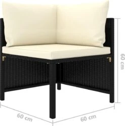 VidaXL 4-delige Loungeset Met Kussens Poly Rattan Zwart -Tuinmeubelen Winkel 1184x1200