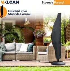 Volcan Parasolhoes Voor Zweefparasol - Tot 300cm - Waterdicht - Oxford 420D - Met Rits, Trekkoord En Stok - Zwart -Tuinmeubelen Winkel 1190x1200 3