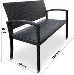 Casaria Polyrattan Tuinbank – 2 Zits UV-bestendig - Zwart -Tuinmeubelen Winkel 1190x1200 5