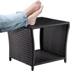 Casaria Polyrattan Bijzettafel - WPC Tafelblad 45x45x40cm – Zwart -Tuinmeubelen Winkel 1191x1200 5