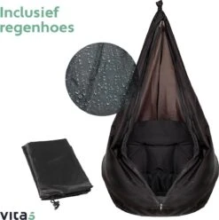 Vita5 Macramé Hangstoel - Voor Binnen En Buiten - Zonder Standaard - Incl. Kussen, Boekenvak En Beschermhoes - Tot 150kg - Zwart 22 Vita5 Macramé Hangstoel - Voor Binnen En Buiten - Zonder Standaard - Incl. Kussen, Boekenvak En Beschermhoes - Tot 150kg - Zwart -Tuinmeubelen Winkel 1194x1200 3