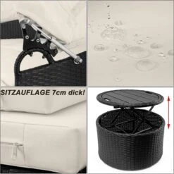 Casaria Polyrattan Zonne-Eiland Ø185cm – Incl. Kussens - Zwart Crème -Tuinmeubelen Winkel 1198x1200 10