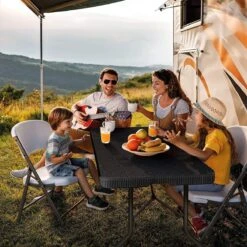 Lenx Klaptafel - Inklapbare Tafel - Opvouwbare Tuintafel - Vouwtafel - Inclusief Handvat En 2 Tafelkleden - 180x75x74cm - 6 Tot 8 Personen -Tuinmeubelen Winkel 1199x1200 3