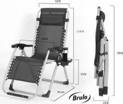 Brulo - Ligstoel Tuin - Ligstoelen - Strandstoel Opvouwbaar - Tuinstoel - Incl Tafel En Hoofdkussen -Tuinmeubelen Winkel 1200x1012