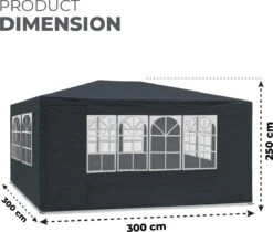 MaxxGarden Partytent - Feesttent Paviljoen - 3x3m - Antraciet -Tuinmeubelen Winkel 1200x1021