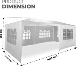 MaxxGarden Partytent - Paviljoen - 300 X 600 X 250 Cm - Met Zijwanden - Waterdicht Pro - 32mm Buizen – Wit -Tuinmeubelen Winkel 1200x1030 1