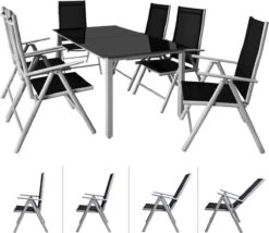 Casaria Alumunium Tuinset Bern - 6 Stoelen + 1 Tafel – Zilver -Tuinmeubelen Winkel 1200x1039 1