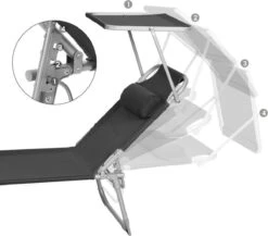 Ligstoel Met Hoofdsteun En Zon Bescherming Verstelbare Rugleuning Inklapbaar Donker Grijs Ligbed Tuin -Tuinmeubelen Winkel 1200x1055 1