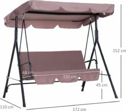 Outsunny Hollywoodschommel 3-zits Tuinschommel Schommelbank Met Dak 3 Kleuren 84A-054 -Tuinmeubelen Winkel 1200x1055