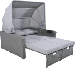 Polyrattan Patio Rieten Meubels Set Voor 2 Personen-Outdoor Rattan Sofa Set Met Intrekbare Luifel-lounge Bank-PE Rotan Loveseat Voor Achtertuin Veranda Tuin Zwembad Balkon-grijs -Tuinmeubelen Winkel 1200x1078 2