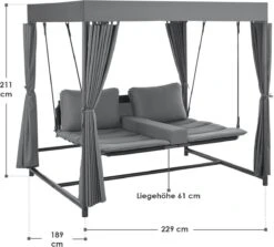 Schommelbank / Ligbank Kassandra - Donkergrijs -Tuinmeubelen Winkel 1200x1081 1