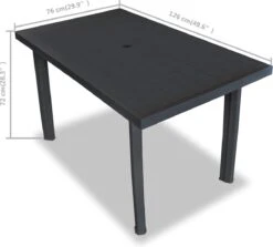 VidaXL Tuintafel 126x76x72 Cm Kunststof Antraciet -Tuinmeubelen Winkel 1200x1082