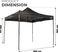 MaxxGarden Easy-up Partytent - 3x3m - Standaard - Waterdicht - Opvouwbaar - Inclusief Draagtas - Zwart -Tuinmeubelen Winkel 1200x1086 2