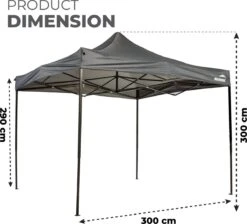 MaxxGarden Easy-up Partytent - 3x3m - Standaard - Waterdicht - Opvouwbaar - Inclusief Draagtas - Antraciet -Tuinmeubelen Winkel 1200x1086 3