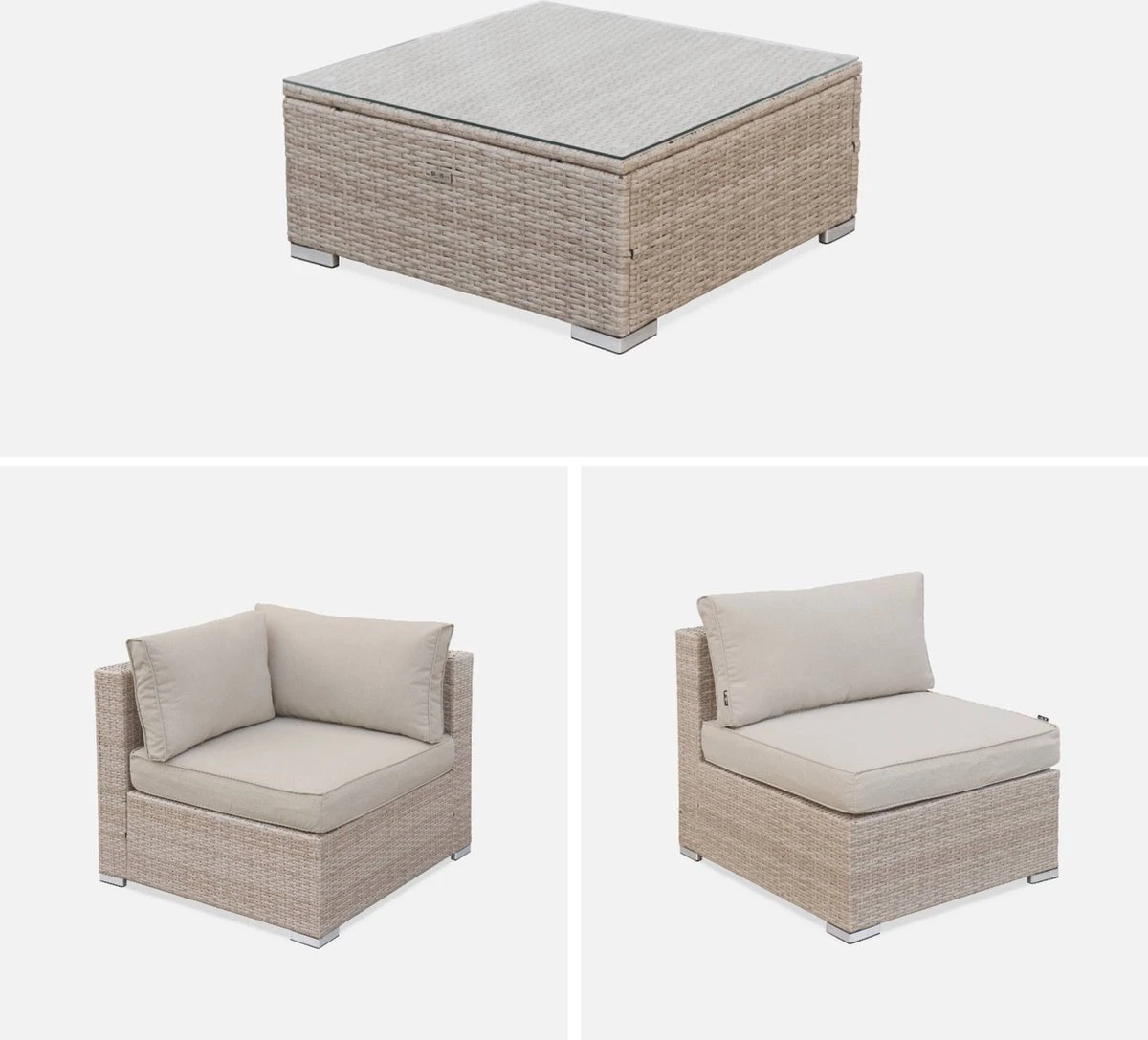 Alice's Garden Loungeset Napoli - 5 Plaatsen - Wicker - 6 Elementen - Beige/Beige 9 Alice's Garden Loungeset Napoli - 5 Plaatsen - Wicker - 6 Elementen - Beige/Beige - Afbeelding 7