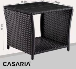 Casaria Polyrattan Bijzettafel - WPC Tafelblad 45x45x40cm – Zwart -Tuinmeubelen Winkel 1200x1090