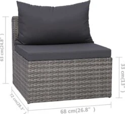 VidaXL 3-delige Loungeset Met Kussens Poly Rattan Grijs -Tuinmeubelen Winkel 1200x1095