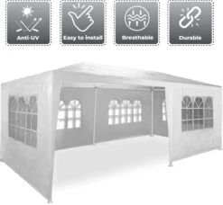 MaxxGarden Partytent - Paviljoen - 300 X 600 X 250 Cm - Met Zijwanden - Waterdicht Pro - 32mm Buizen – Wit -Tuinmeubelen Winkel 1200x1108