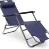 Relaxdays Ligstoel Inklapbaar - Ligbed Met Hoofdsteun - Strandstoel Verstelbaar - Camping - Donkerblauwe -Tuinmeubelen Winkel 1200x1112
