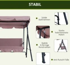 Outsunny Hollywoodschommel 3-zits Tuinschommel Schommelbank Met Dak 3 Kleuren 84A-054 -Tuinmeubelen Winkel 1200x1113