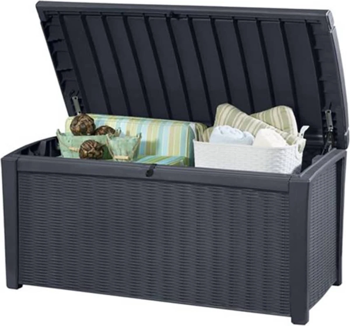 Keter - Borneo Opbergbox - 416 Liter - 129.5 X 62.5 X 70 Cm - Antraciet 4 Keter - Borneo Opbergbox - 416 Liter - 129.5 X 62.5 X 70 Cm - Antraciet - Afbeelding 2