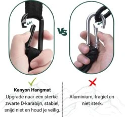 Kanyon Hangmat - Incl. Karabijnhaken En Riemen - Licht Parachutestof - 260 X 140 Cm - Tot 200kg - Groen/Khaki -Tuinmeubelen Winkel 1200x1125