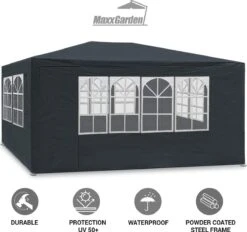 MaxxGarden Partytent - Paviljoen - 3x4m - Incl. Zijwanden - Waterdicht - Antraciet -Tuinmeubelen Winkel 1200x1129 3