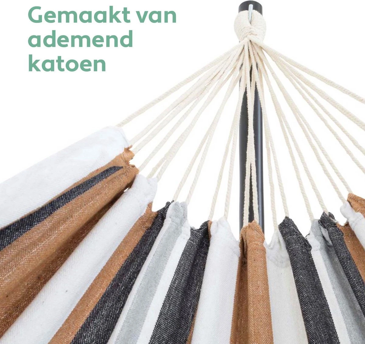 Vita5 Hangmat Met Standaard – 2 Persoons – Incl. Bekerhouder – 205kg Draaggewicht – Blauw/Wit/Bruin 12 Vita5 Hangmat Met Standaard – 2 Persoons – Incl. Bekerhouder – 205kg Draaggewicht – Blauw/Wit/Bruin - Afbeelding 10