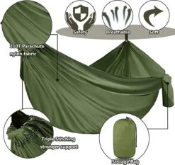 IBright Hangmat XXL - Complete Set – Incl. Karabijnhaken En Riemen - Tot 200 Kg - 270x140cm - Leger Groen -Tuinmeubelen Winkel 1200x1134 5