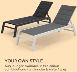 Blumfeldt Renazzo Lounge Ligstoel - Ligbed Voor De Tuin - Aluminium Tuinstoel - 6 Standen - Waterafstotend - Bekleding Van 70 % Pvc En 30 % Polyetheen - Grijs -Tuinmeubelen Winkel 1200x1137 2